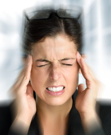 Businesswoman,With,Intense,Stress,And,Painful,Headache.,Woman,In,Job